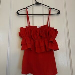 Red Ruffled Women's Top